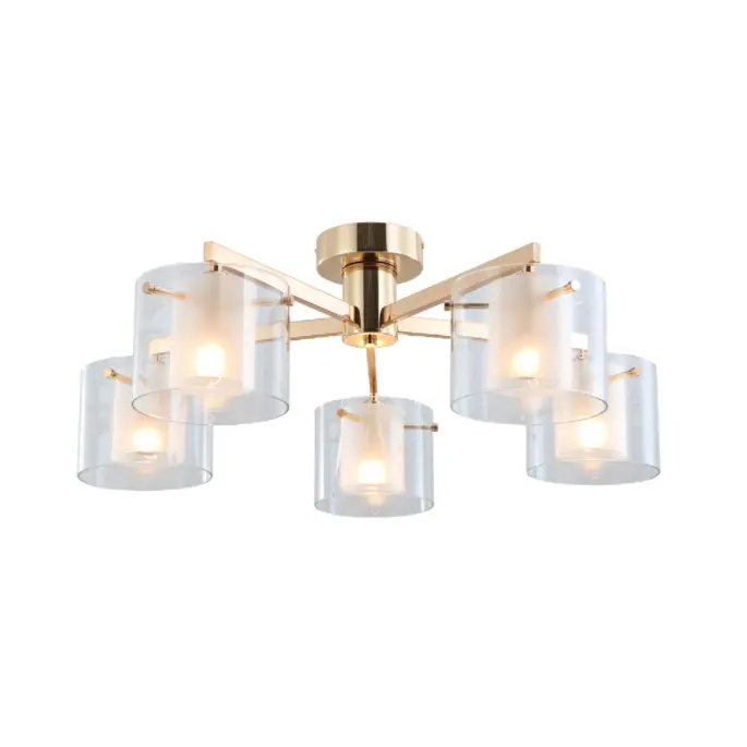 Gold Dual Glasses 5 Lights Flush Mount Seiling Lamp